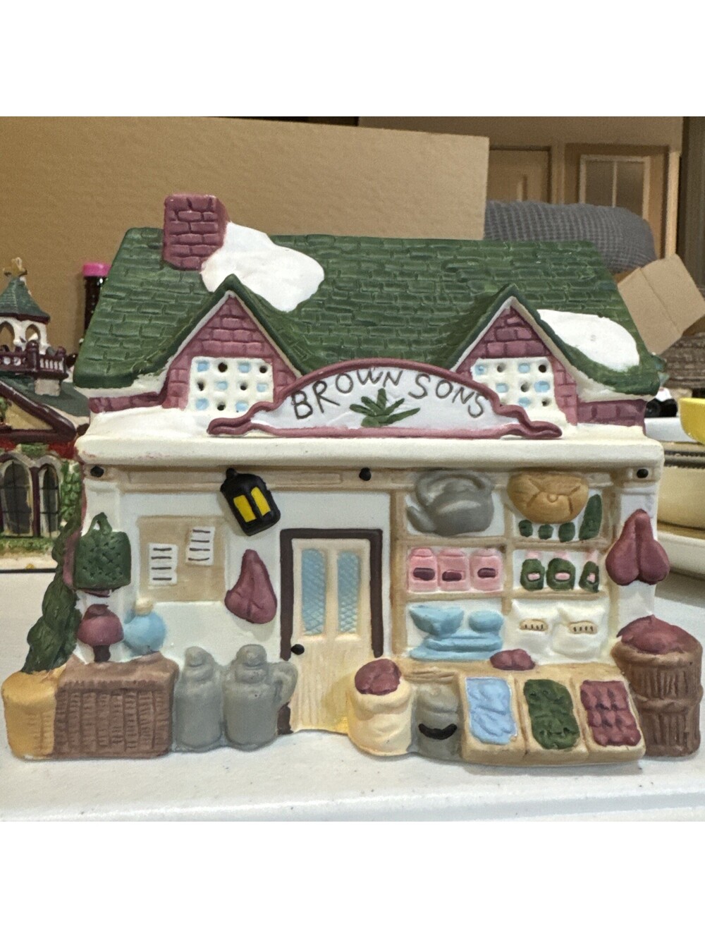 Dickensville Collectables Noma Porcelain Lighted House Brown Sons Shop